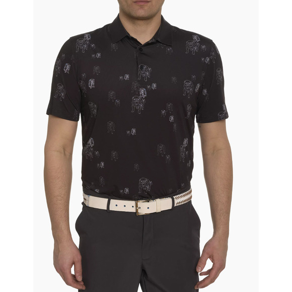 Robert Graham Polo Shirt Men's‎ 3XL Black Bauble Dog Print Short Sleeve Pullover - Picture 1 of 6